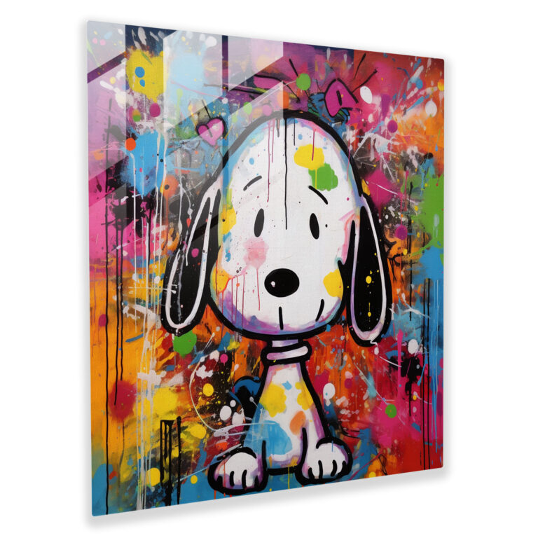 Snoopy Modern Art Glass Print - Snoopy, Snoopy, Wall Decoration, Home Decoration