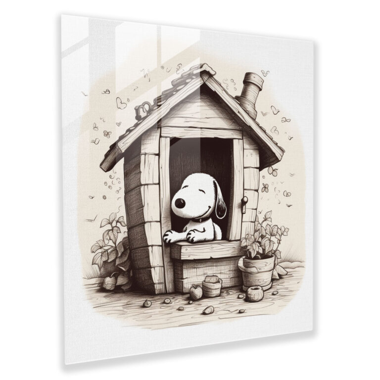 Snoopy Glass Wall Art - Snoopy, Wall Decoration, Hand-Drawn, Modern Art