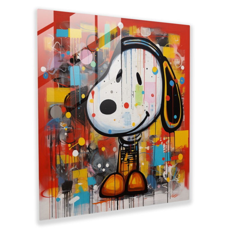 Pop Art Snoopy Glass Print - Snoopy, Graphic Elements, Glass Print, Modern Art