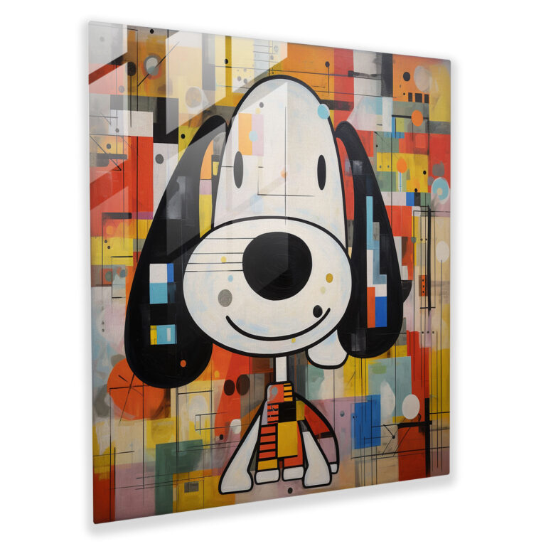 Snoopy Geometric Glass Wall Art - Snoopy, Shapes, Home Decoration, Artistic