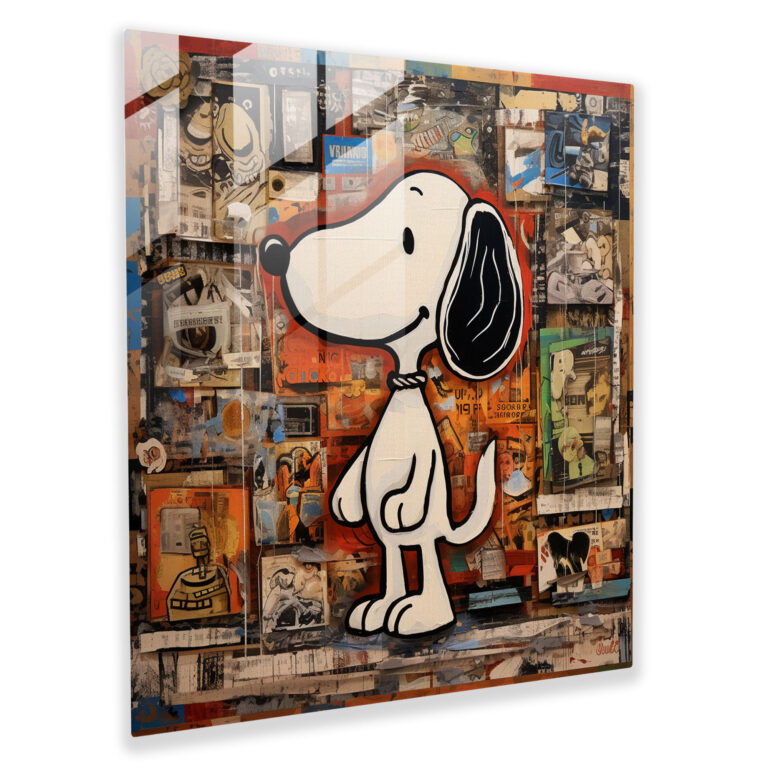 Snoopy Comic Strip Collage Glass Wall Art - Snoopy, Nostalgic, Glass Art, Home Decoration
