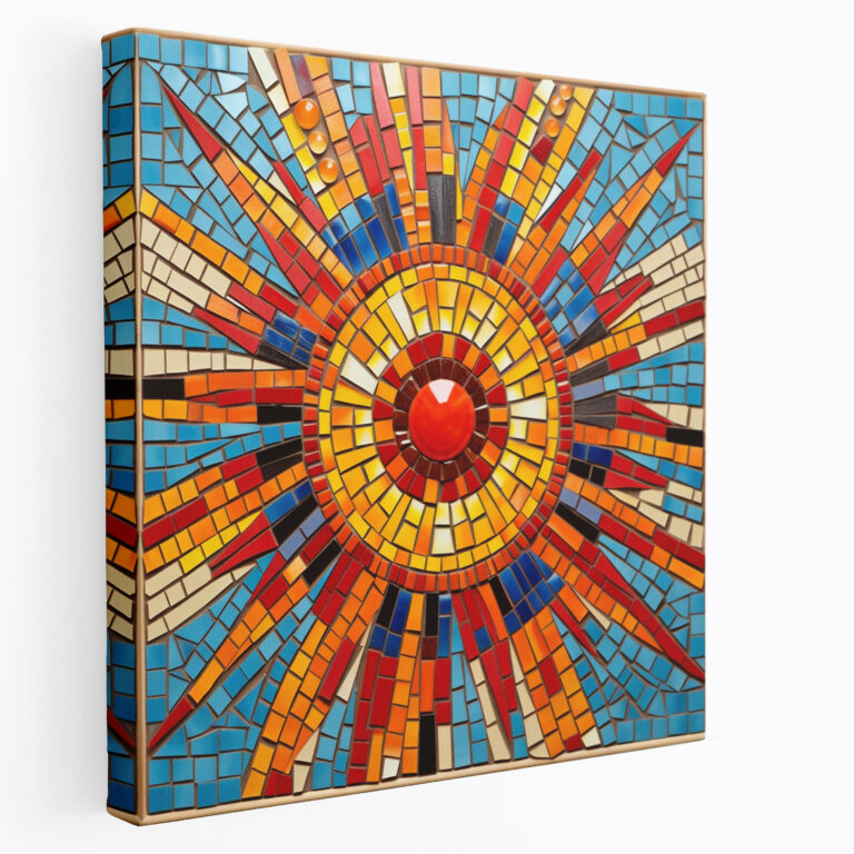 Southwest Wall Decoration - Vibrant Mosaic - Southwest, Southwest-Inspired Mosaic, Canvas Print, Vibrant Colors