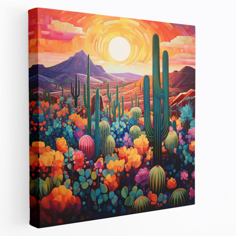 Southwest Sunset Canvas Print - Southwest, Home Decoration, Cactus Garden, Sunset