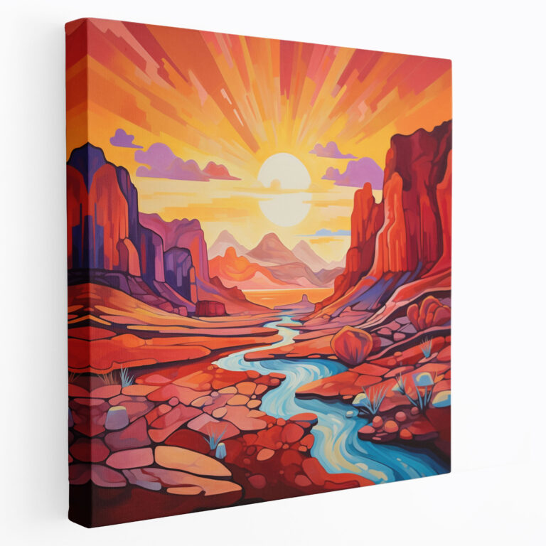 Southwest Canvas Print: Desert Sunset - Southwest, Wall Art, Wall Decoration, Red Rock Formations