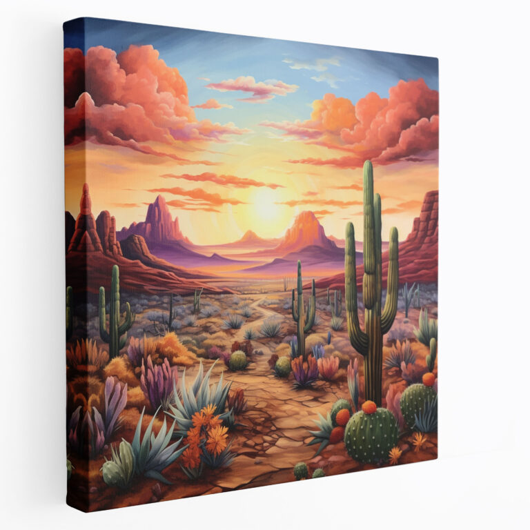 Southwest Canvas Print - Hand-Painted Desert Landscape Wall Art - Southwest, Natural Beauty, Southwest, Canvas Print