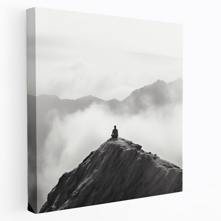 Spiritual Canvas Print: Meditating Figure - Spiritual, Home Decoration, Canvas, Minimalist Photograph