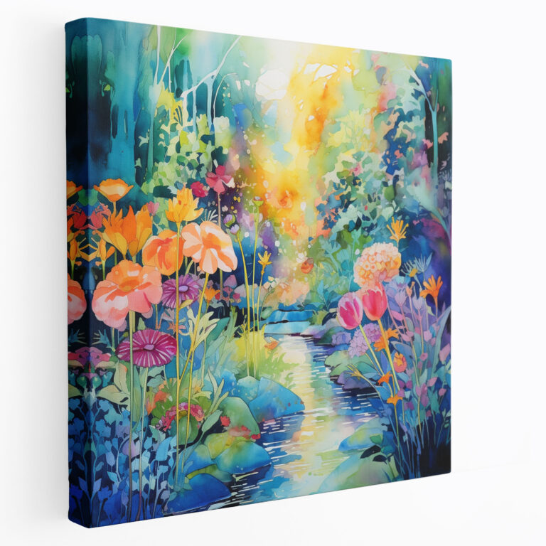 Spiritual Canvas Print - Abstract Watercolor Garden Scene Wall Art - Spiritual, Vibrant Colors, Canvas Wall Art, Home Decoration