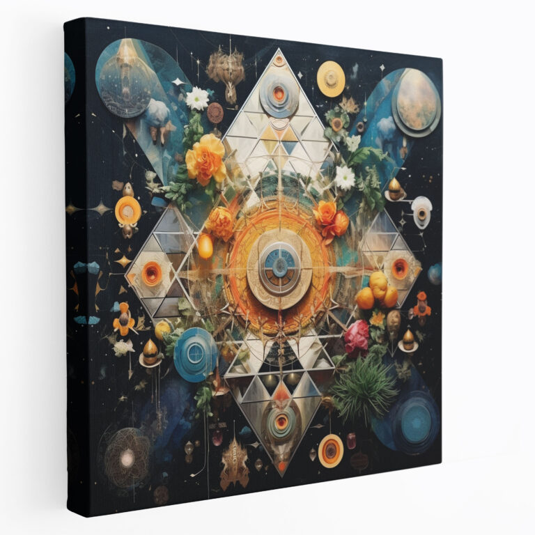 Spiritual Wall Art - Sacred Symbols Collage Canvas Print - Spiritual, Sacred Symbols, Collage Artwork, Canvas Print