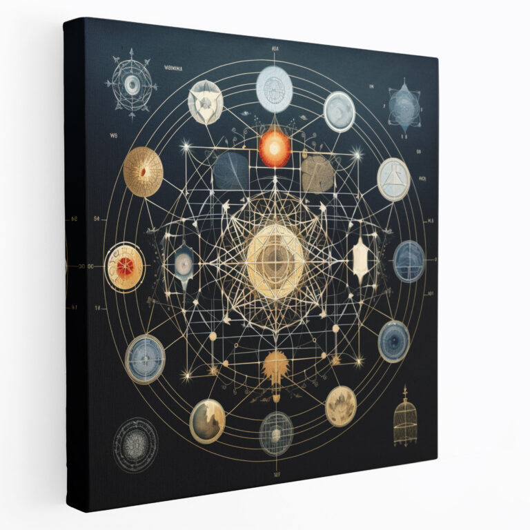 Sacred Geometry Canvas Print - Spiritual, Cosmic Wisdom, Canvas, Intricate Harmony