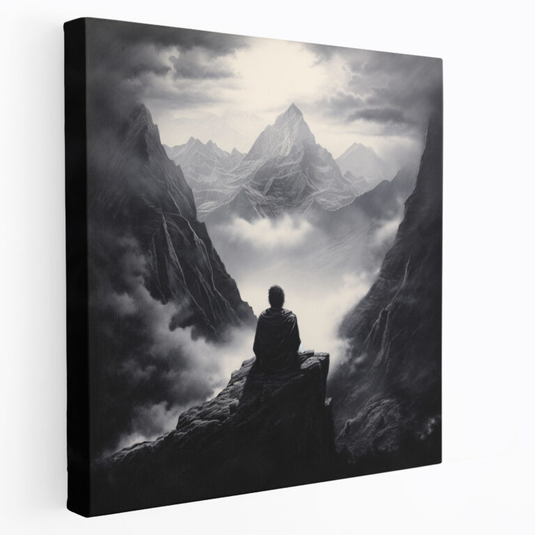 Mountain Meditations Canvas Print - Spiritual, Figure Meditating, Spiritual, Mountain Peak