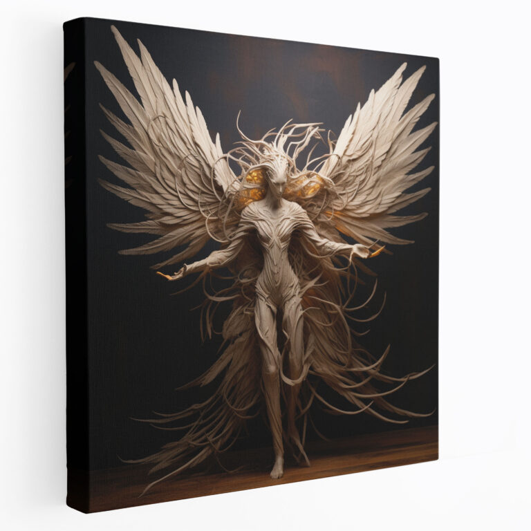 Spiritual Wall Decoration - Serene Angel Sculpture Canvas Print - Spiritual, Home Decoration, Wings, Canvas Wall Art