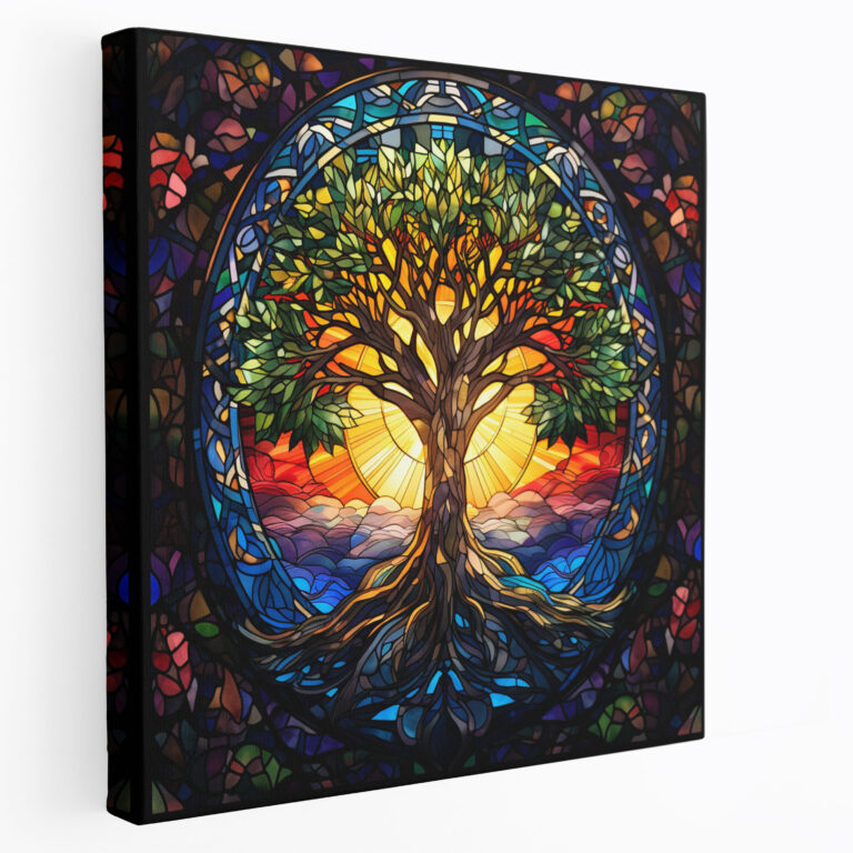 Spiritual Wall Art - Tree Of Life Stained Glass Canvas Print - Spiritual, Canvas Wall Art, Wall Art, Connection