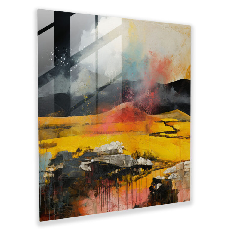 Stormy Landscape Glass Print - Storm, Mixed Media Artwork, Glass Wall Art, Textured Layers