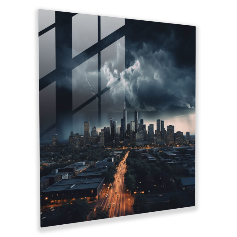 Dark Skyline Storm Glass Print - Storm, Storm, Glass Print, Glass Art