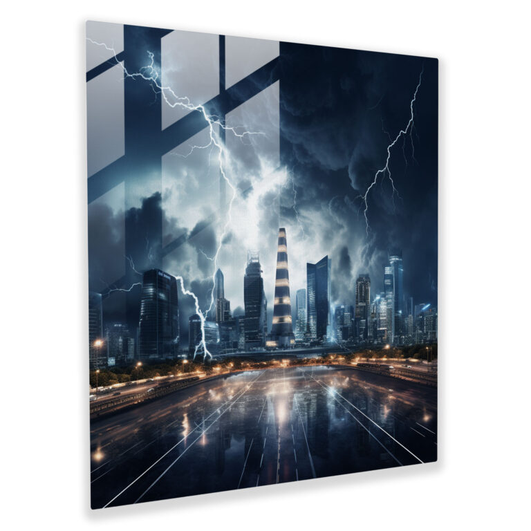 City Storm Glass Print - Storm, Glass Wall Art, Wall Decoration, Urban