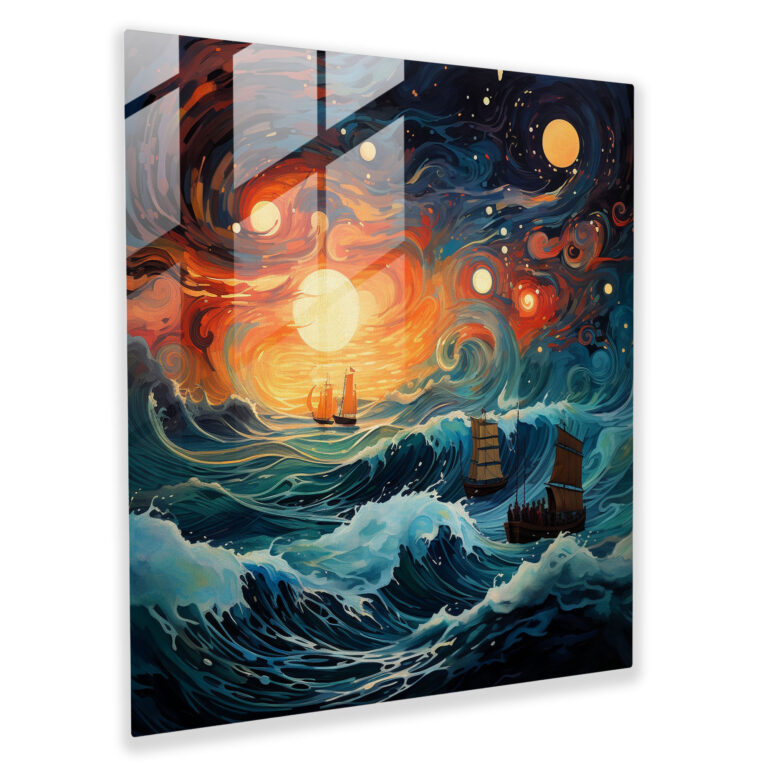 Dreamstorm Glass Print - Storm, Swirling Waves, Dream-Like Imagery, Modern Art