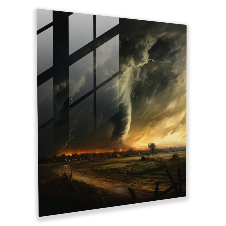 Tornado Fury Glass Print - Storm, Modern Art, Glass Print, Storm