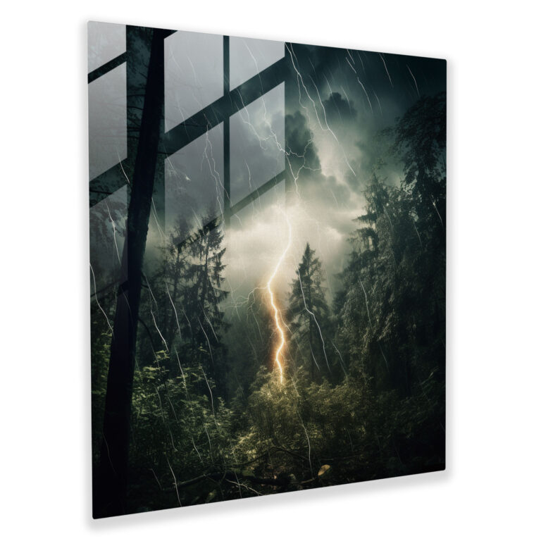 Mystical Forest Storm Glass Print - Storm, Wall Decoration, Thunderstorm, Glass Wall Art