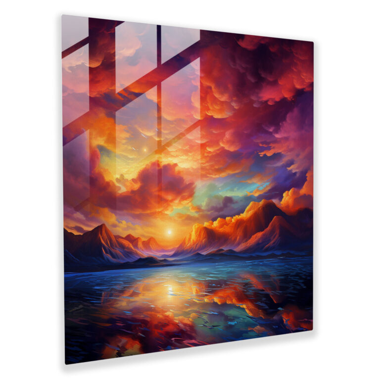 Stormy Sunset Sky Glass Print - Storm, Vibrant Colors, Sunset Sky, Glass Wall Art