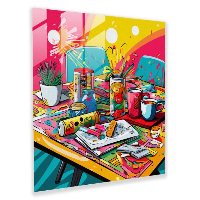 Still Life Glass Print - Vibrant Everyday Objects - Still Life, Home Decoration, Vibrant Colors, Wall Decoration