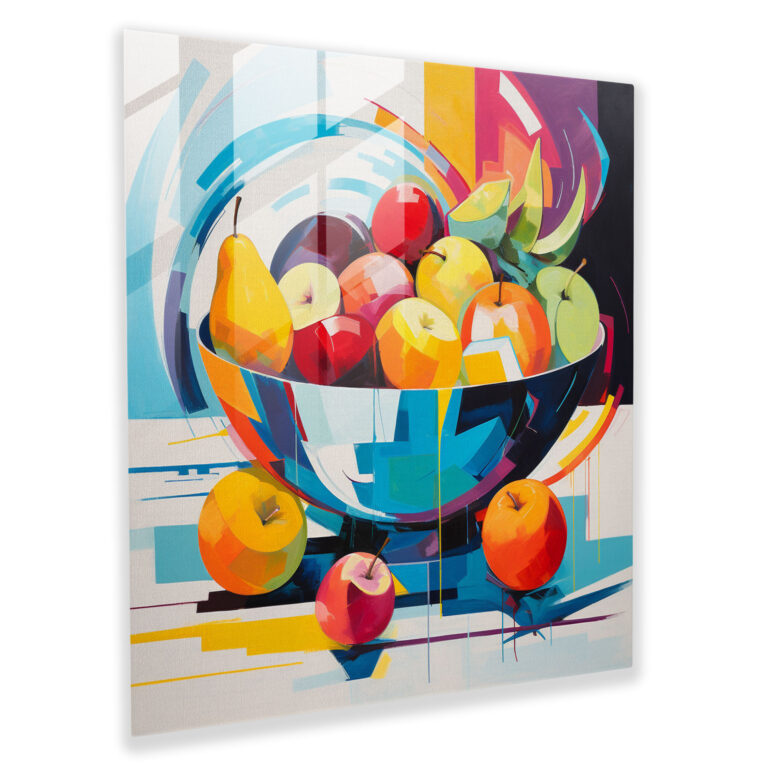 Still Life Glass Print - Modern Abstract Bowl Of Fruit - Still Life, Still Life, Glass Print, Modern Art