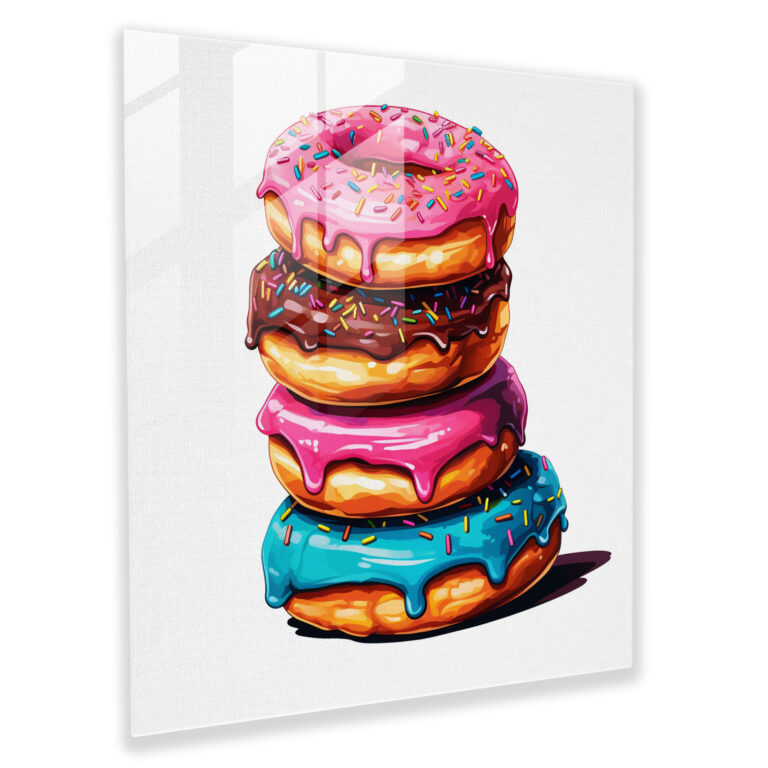 Still Life Glass Print - Pop Art Donuts - Still Life, Glass Wall Art, Home Decoration, Modern Art