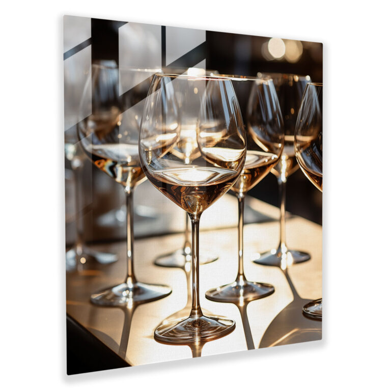Still Life Glass Print - Contemporary Wine Glasses - Still Life, Home Decoration, Wall Decoration, Glass Wall Art