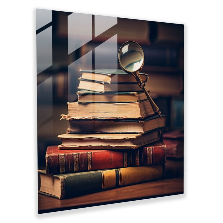Still Life Glass Print: Literary Curiosity - Still Life, Glass Art, Glass Print, Modern Art