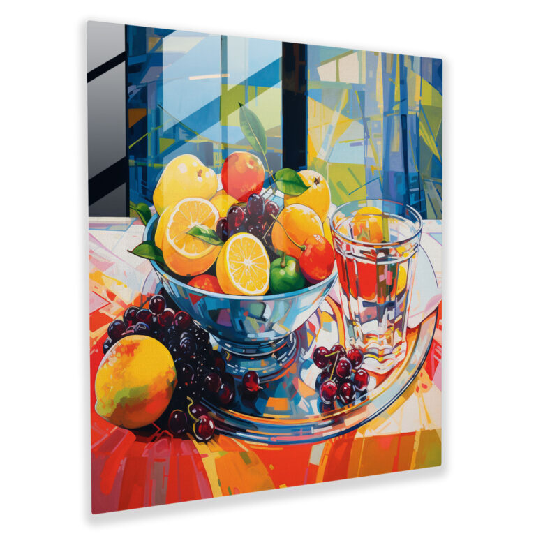 Still Life Glass Print: Vibrant Fruits - Still Life, Home Decoration, Fresh Fruits, Glass Wall Art