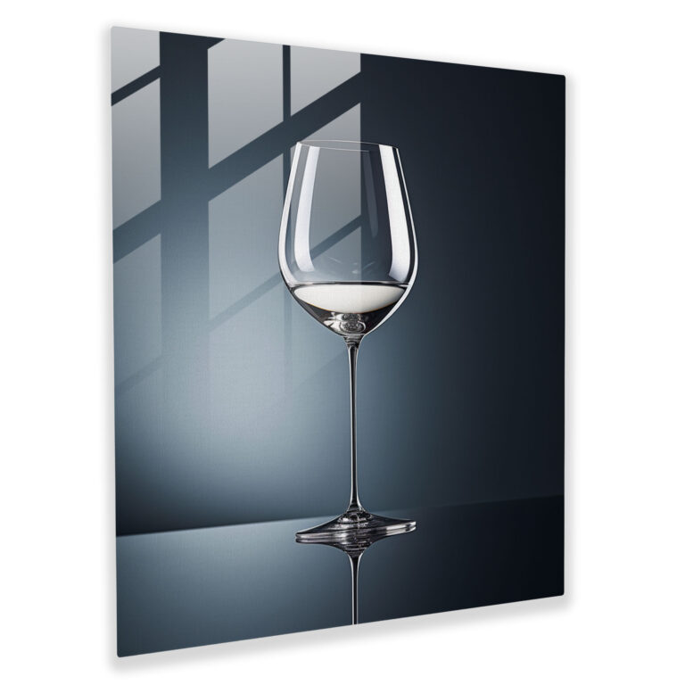 Still Life Glass Print - Wine Glass Reflections - Still Life, Minimalistic Photograph, Glass Print, Glass Art