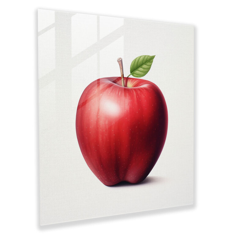 Still Life Glass Print - Minimalist Apple Illustration - Still Life, Wall Decoration, Glass Print, Home Decoration