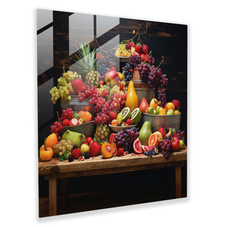 Still Life Glass Print - Vibrant Fruits - Still Life, Home Decoration, Still Life, Glass Art
