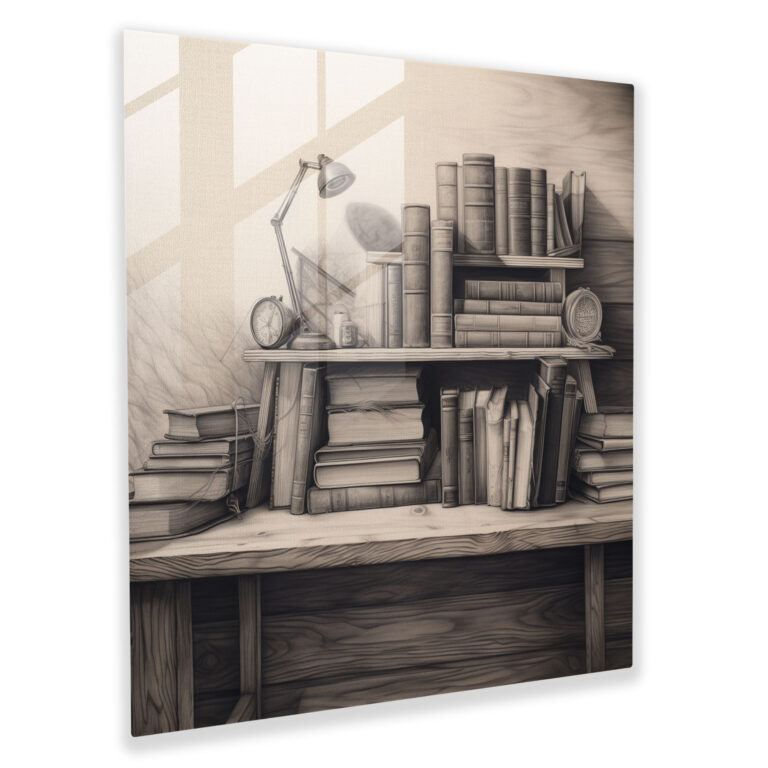 Still Life Glass Print: Stack Of Books - Still Life, Modern Art, Still Life, Nostalgic