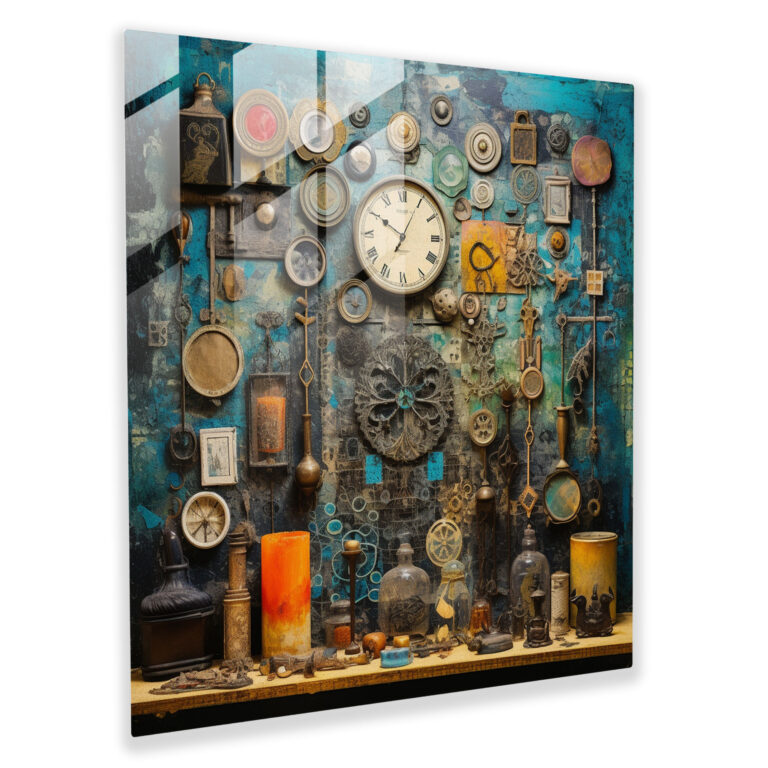 Still Life Glass Print: Antique Objects - Still Life, Eclectic, Home Decoration, Unique