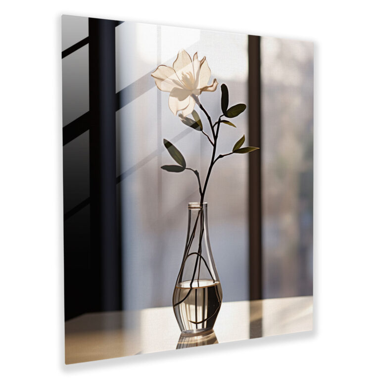 Still Life Glass Print: Single Flower - Still Life, Glass Wall Art, Glass Art, Wall Decoration
