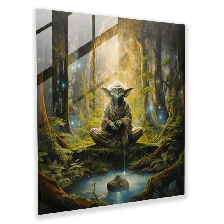 Dreamlike Yoda Glass Print
