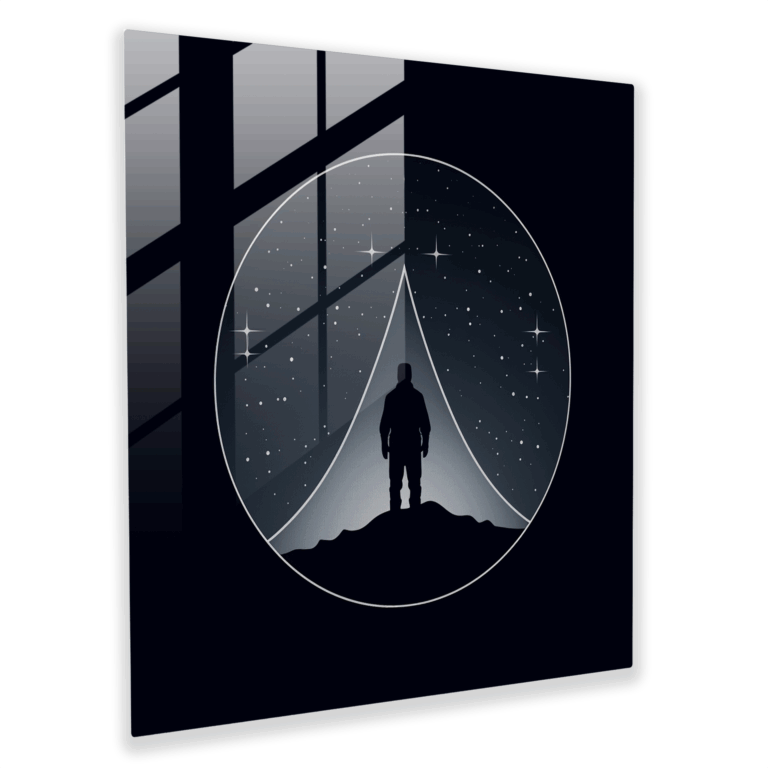 Sleek Starry Silence Glass Print