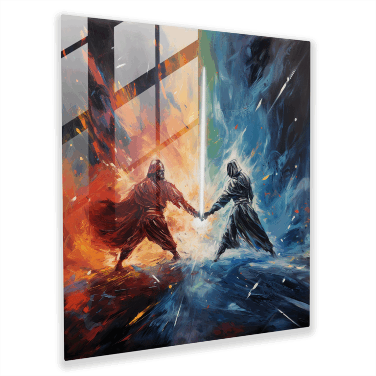 Spectacular Brushstrokes Jedi vs Sith Glass Print