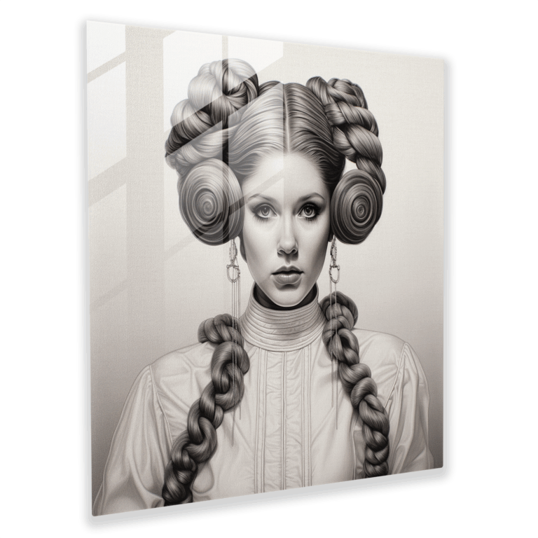 Elegant Braids Princess Leia Glass Print