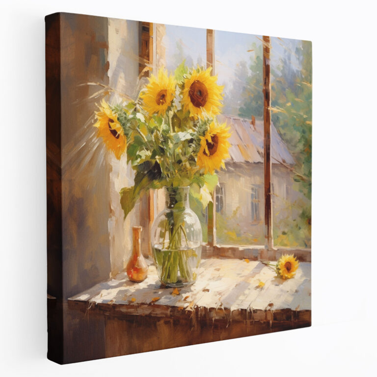 Still Life Canvas Print - Impressionist Sunflower Landscape Wall Art - Still Life, Wall Art, Impressionist Painting, Wall Decoration