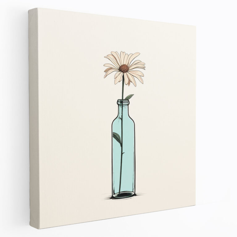 Still Life Wall Art - Minimalist Flower In Glass Bottle - Still Life, Still Life, Canvas Wall Art, Canvas Print