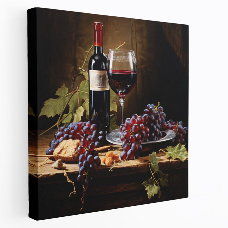 Still Life Wall Art - Photorealistic Wine And Grapes - Still Life, Wall Art, Wine And Grapes, Canvas Wall Art