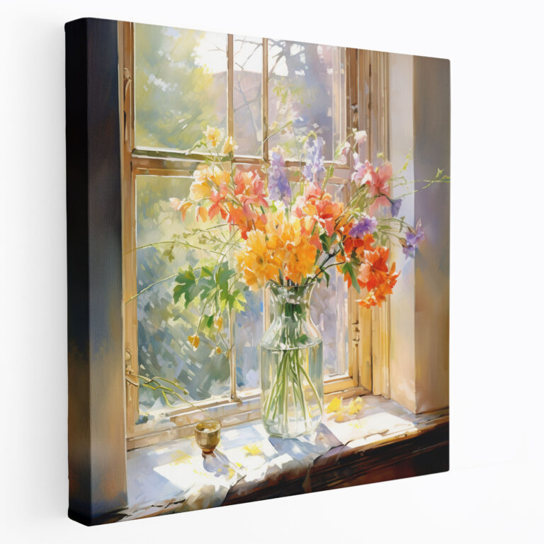 Still Life Canvas Print - Impressionist Blooming Flowers Wall Art - Still Life, Wall Art, Impressionist Watercolor Painting, Color