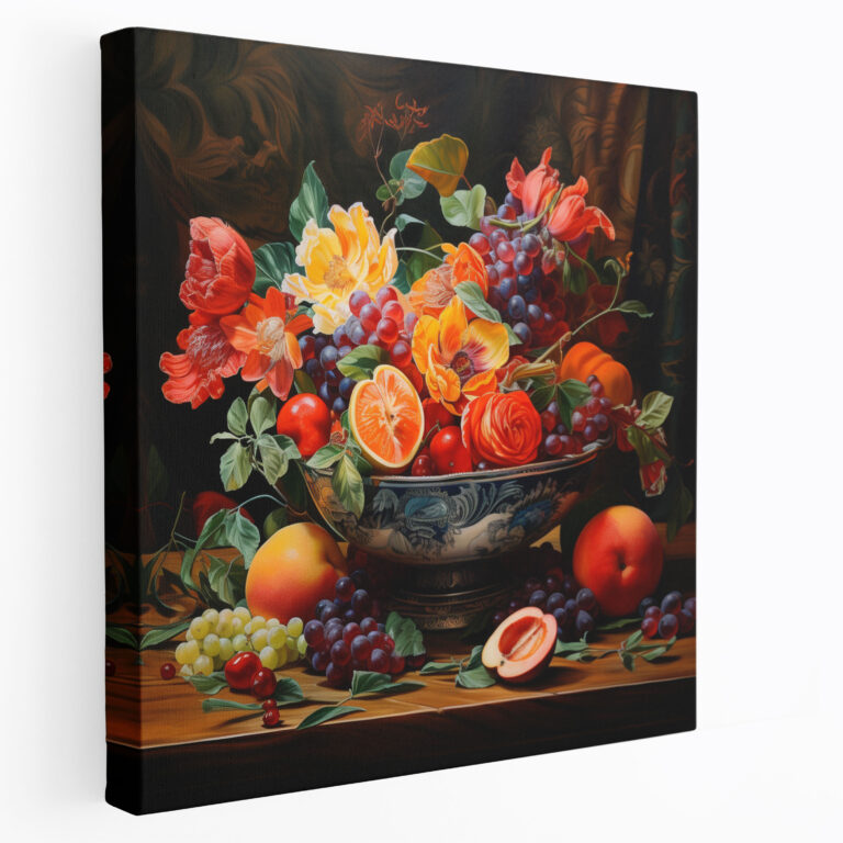 Still Life Canvas Print: Classic Oil Painting - Fruit Bowl - Still Life, Still Life, Canvas Wall Art, Wall Art