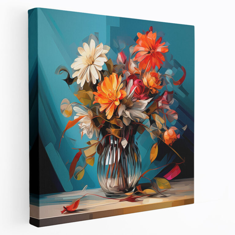 Still Life Wall Art: Modern Digital Art - Flower Bouquet - Still Life, Canvas Wall Art, Wall Decoration, Still Life