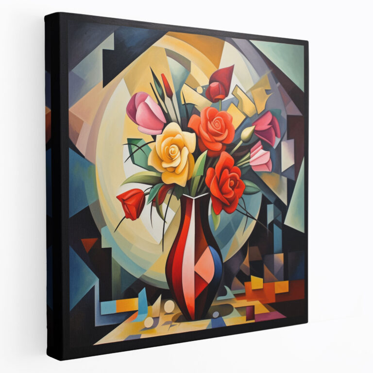 Still Life Canvas Print: Cubist Art - Shattered Flowers - Still Life, Wall Decoration, Still Life, Wall Art