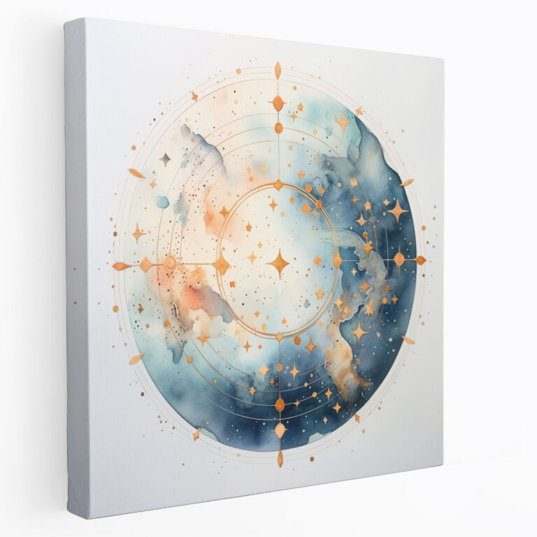 Star Map Canvas Print - Watercolor - Star Map, Celestial Map, Watercolor Painting, Constellations