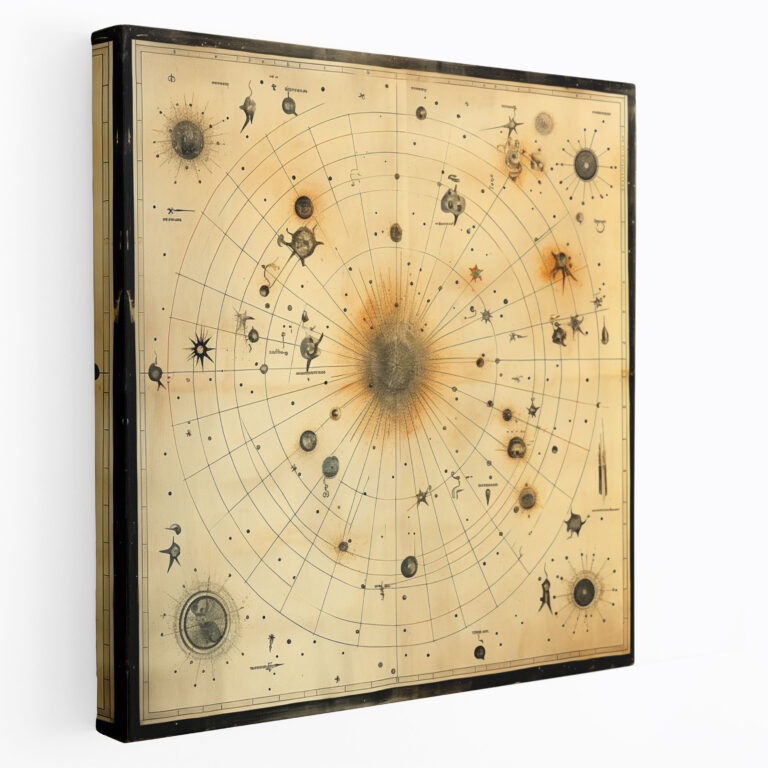 Star Map Wall Decoration - Vintage Style - Star Map, Aged Parchment, Canvas Wall Art, Constellations
