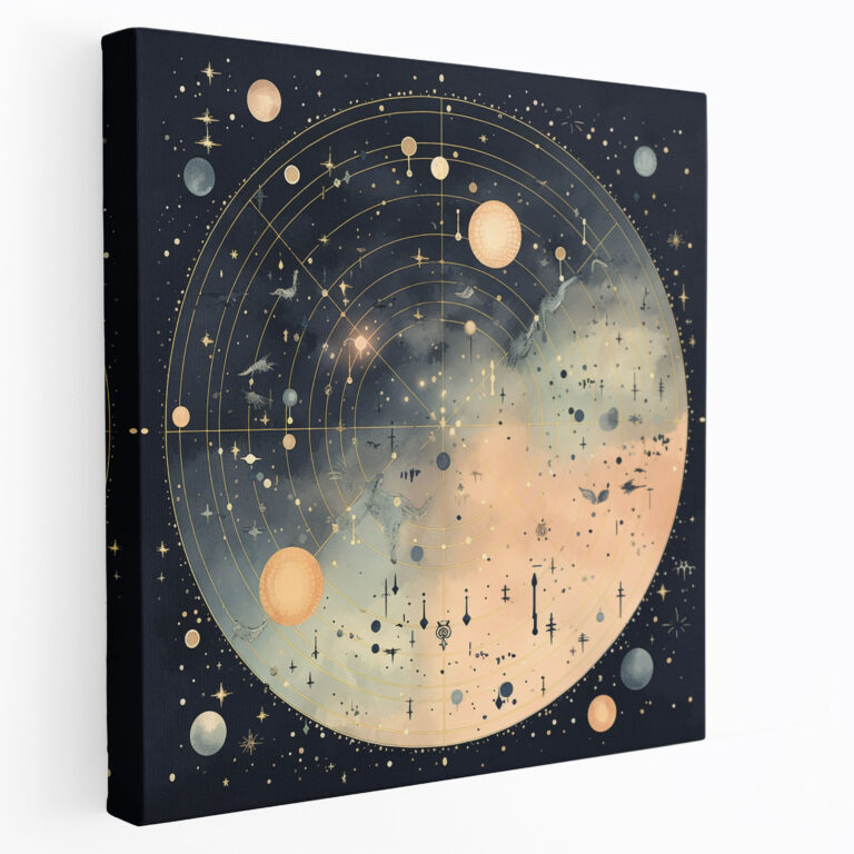 Pastel Star Map Wall Decoration - Star Map, Constellations, Pastel, Canvas Wall Art