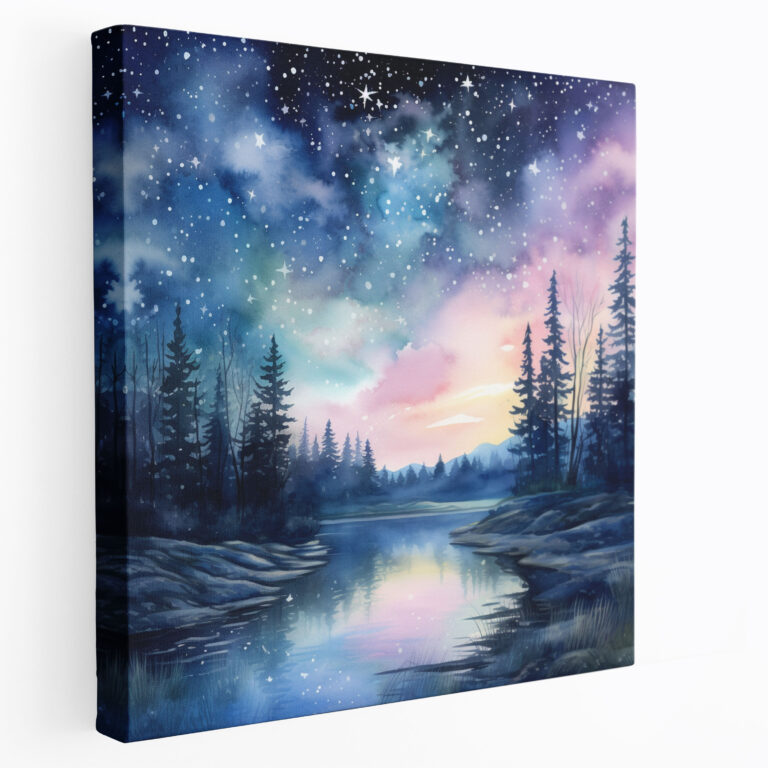 Starry Night Wall Art - Star Map, Watercolor Painting, Serenity, Home Decoration